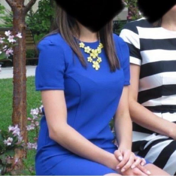 Royal blue short structured t-shirt dress - Picture 4 of 4